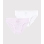 GIRLS' ORGANIC COTTON BRIEFS STRIPE PINK - 2-PACK