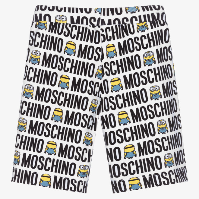 BOY SHORTS WITH ALLOVER TXT LOGO AND MINION WHITE TOY
