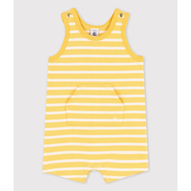 BABIES' THICK JERSEY SHORT PLAYSUIT ORGE yellow/MARSHMALLOW