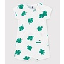 BABIES' FLEECE PLANT PRINT SHORT PLAYSUIT MARSHMALLOW white/GAZON green