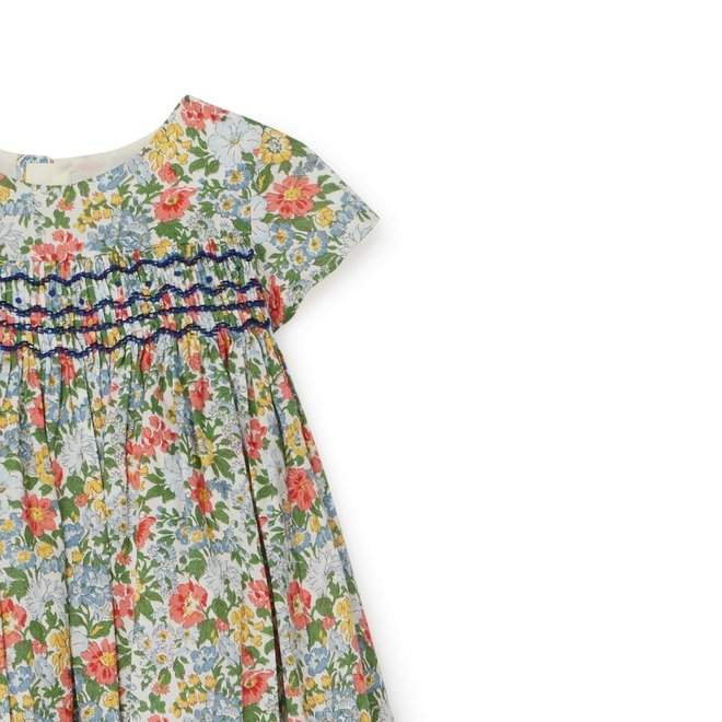 EXCLUSIVE LIBERTY FABRIC DRESS FOR BABY ECRU FLOWERS