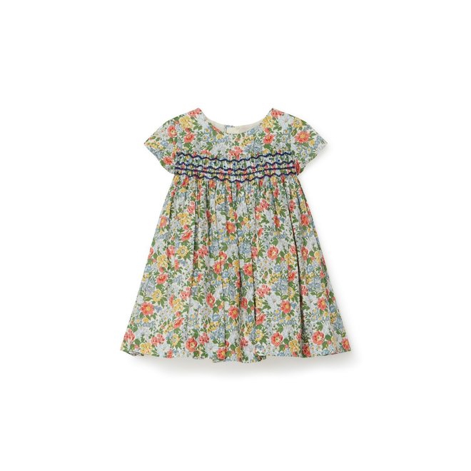 EXCLUSIVE LIBERTY FABRIC DRESS FOR BABY ECRU FLOWERS