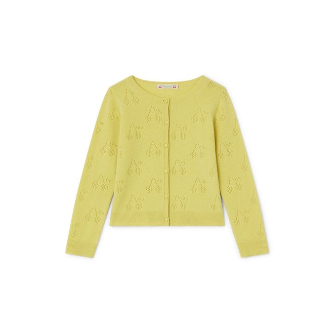 CARDIGAN WITH OPENWORK CHERRIES FOR GIRLS ACID YELLOW