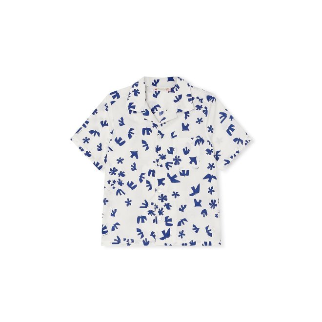 Printed cotton shirt for boys natural white