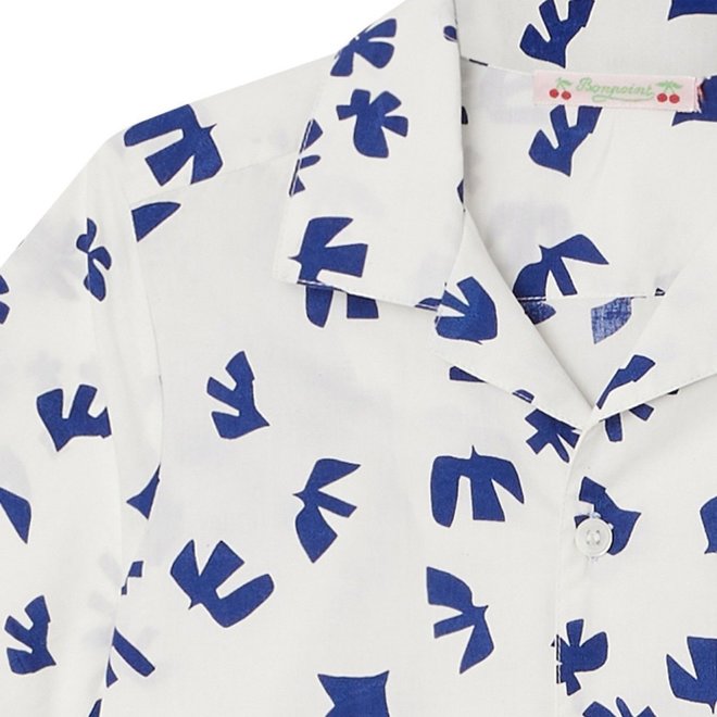 Printed cotton shirt for boys natural white