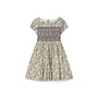 Smocked dress for girls blue flowers