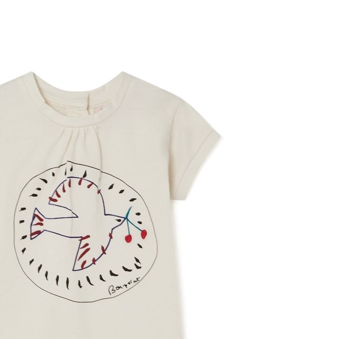 T-SHIRT WITH SILK-SCREENED DOVE FOR BABY ECRU