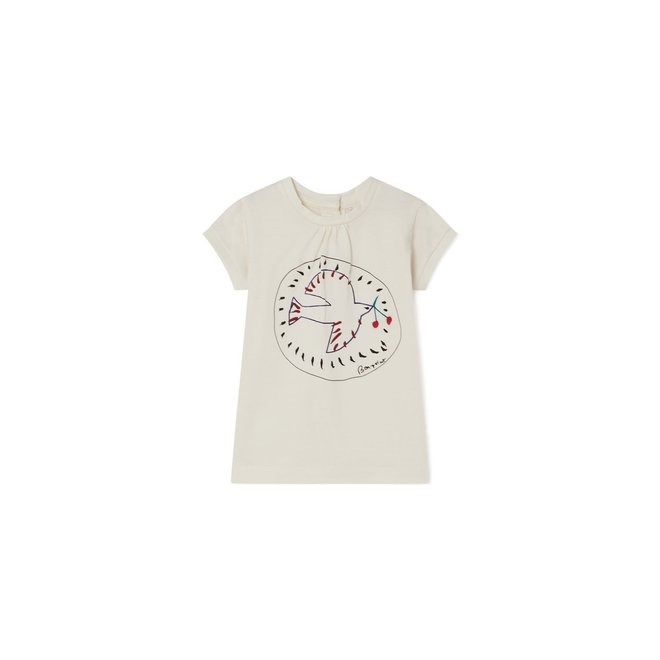 T-SHIRT WITH SILK-SCREENED DOVE FOR BABY ECRU