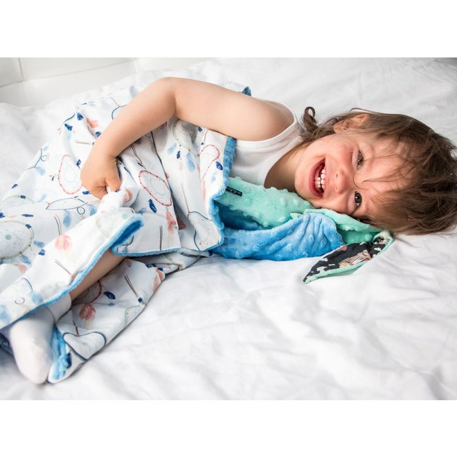 TODDLER LIGHT BLANKET - ON THE ROAD - SMOKE MINT