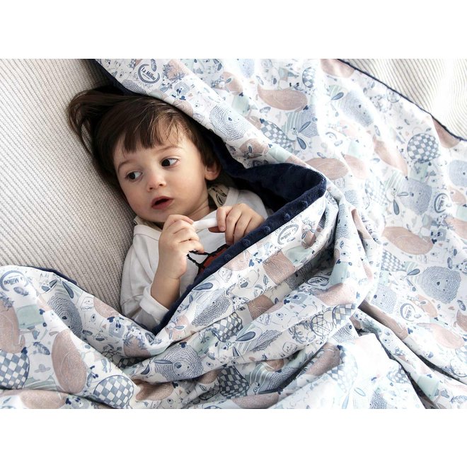 TODDLER LIGHT BLANKET - ON THE ROAD - SMOKE MINT
