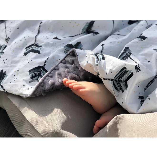 TODDLER LIGHT BLANKET - ON THE ROAD - SMOKE MINT