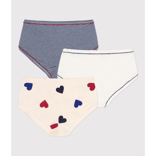 GIRLS' HEART PATTERNED COTTON BRIEFS - 3-PACK