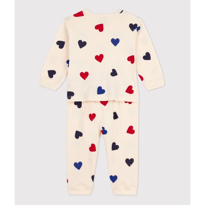 BABIES' HEART PATTERNED FOOTLESS COTTON SLEEPSUIT