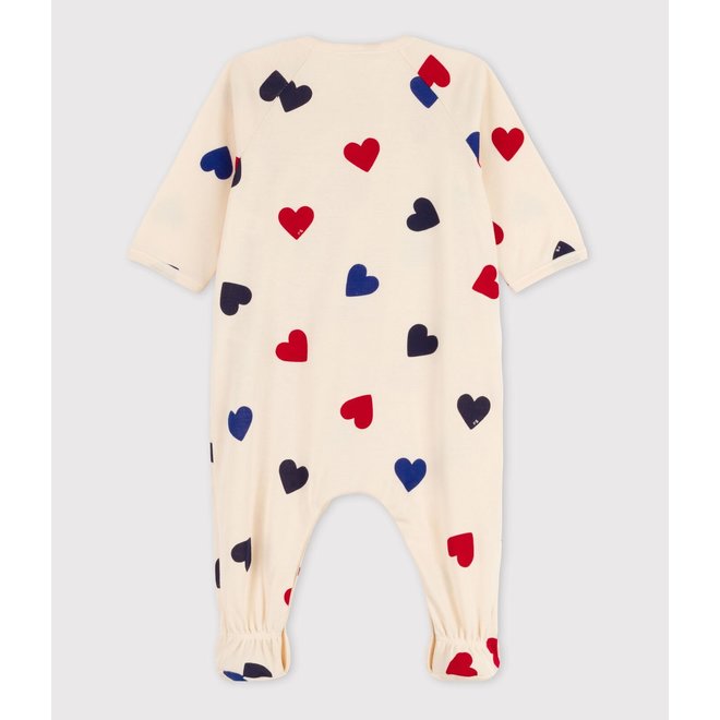 BABIES' HEART PATTERNED TUBE KNIT SLEEPSUIT COLOR HEARTS