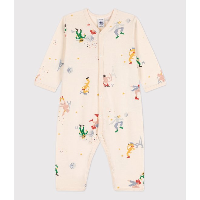 BABIES' FOOTLESS COTTON SLEEPSUIT DICO CAT