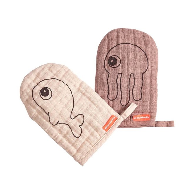 Done by Deer - Wash Cloth 2-pack Sea Friends Powder
