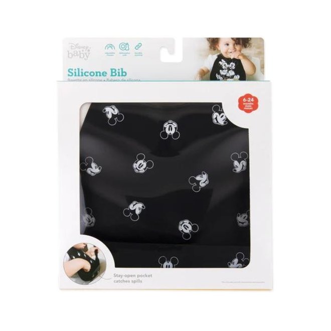 Silicone Bibs - Mickey Mouse Faces B+W