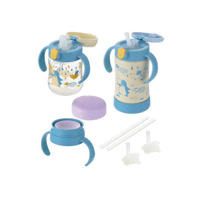 Richell Try Step Up Mug Set Premium R Blue Set