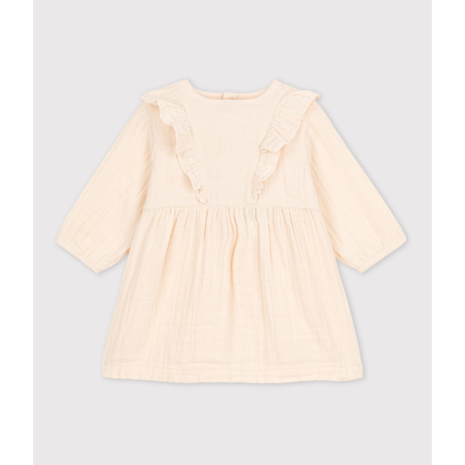 BABIES' LONG-SLEEVED COTTON GAUZE DRESS