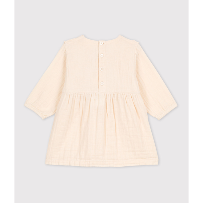 BABIES' LONG-SLEEVED COTTON GAUZE DRESS