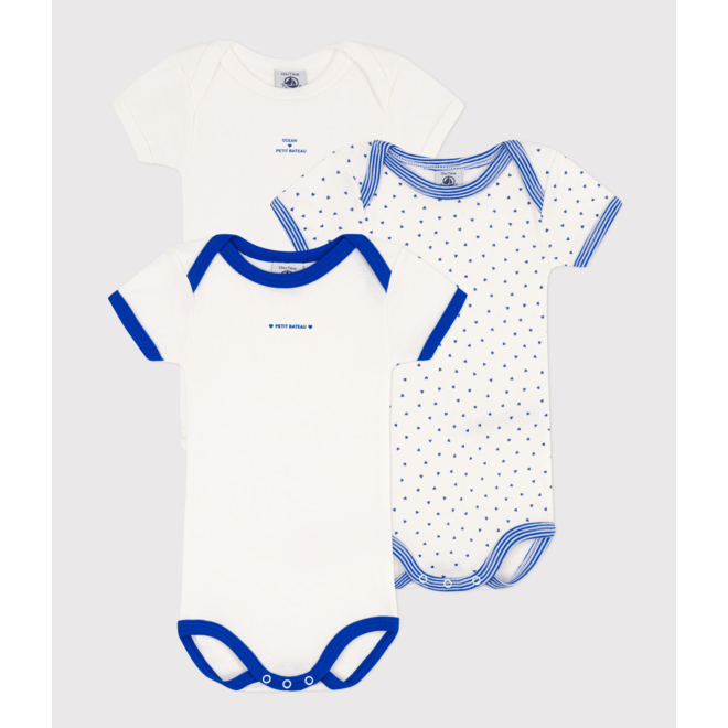 SHORT-SLEEVED COTTON BODYSUITS - 3-PACK OCEAN