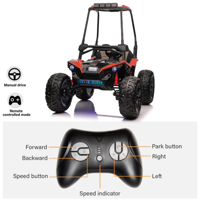 UTV with Removable Canopy, Remote Control and Colorful Lights 2 Seater 24V White