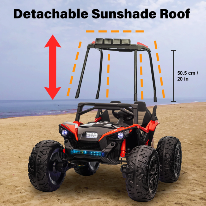 UTV with Removable Canopy, Remote Control and Colorful Lights 2 Seater 24V White