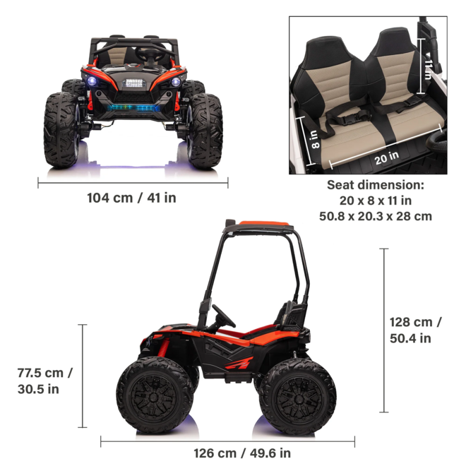 UTV with Removable Canopy, Remote Control and Colorful Lights 2 Seater 24V White