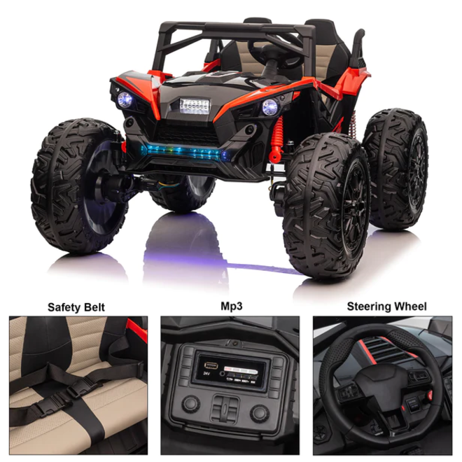 UTV with Removable Canopy, Remote Control and Colorful Lights 2 Seater 24V White