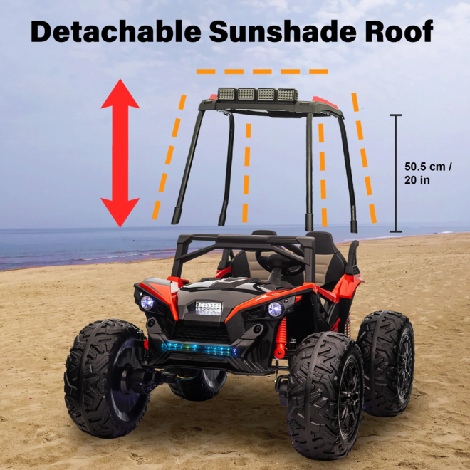 UTV with Removable Canopy, Remote Control and Colorful Lights 2 Seater 24V Black