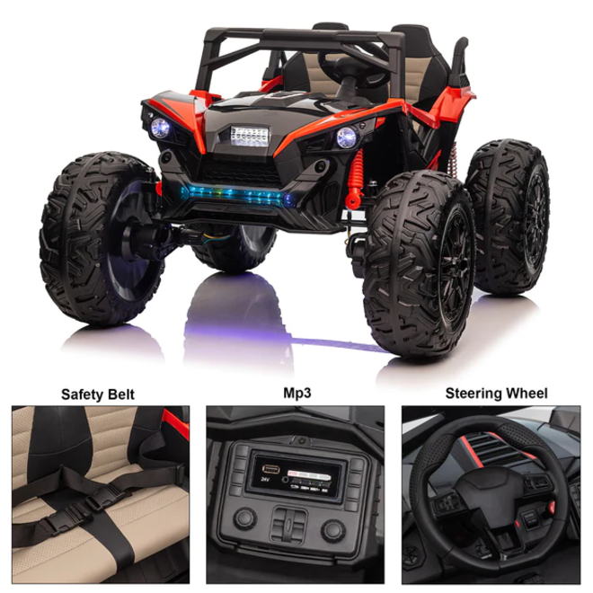 UTV with Removable Canopy, Remote Control and Colorful Lights 2 Seater 24V Black