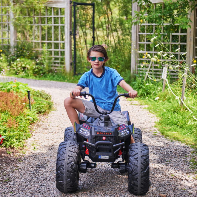 Realistic Off-Road Monster ATV with Throttle, Brake Pedal and Rubber Tires 24V 4x4 Black