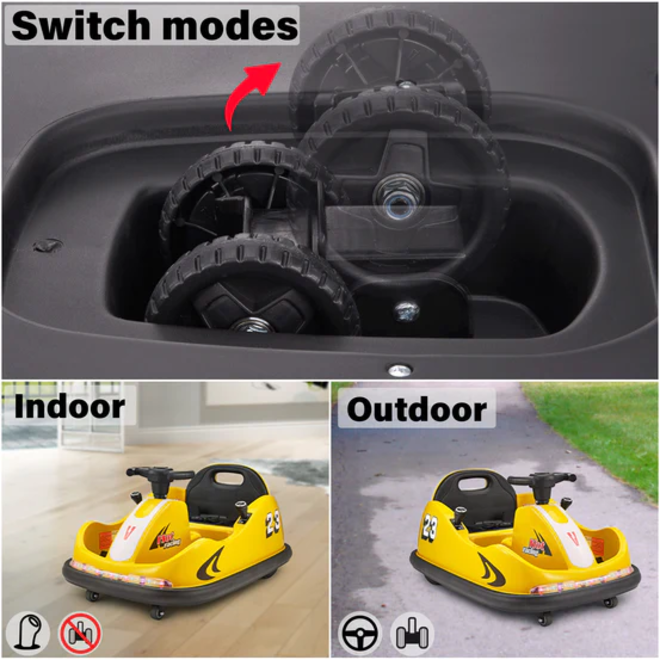 Kids Bumper Car 360° Rotation for Indoor and Outdoor 12V Voltz Toys Yellow