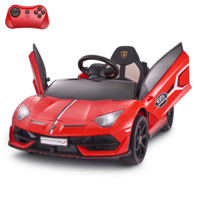 Lamborghini Aventador SVJ with Custom Stickers and Remote Control 12V Red -  Moda Kids