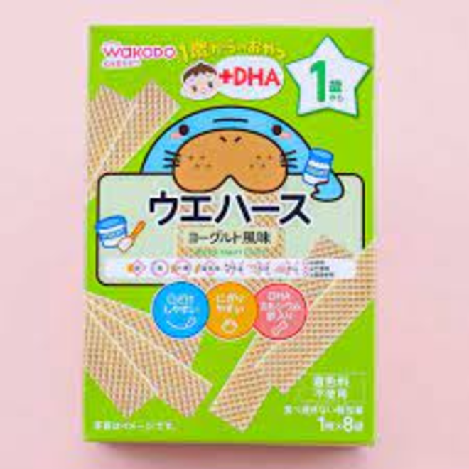 Wakodo Baby Snack Yogurt Flavor Wafer+ DHA 1Yrs+ 8Pcs - Moda Kids