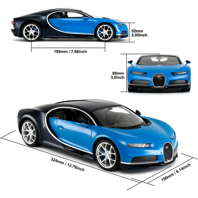 Bugatti Chiron Remote Control Car with Working Lights Rastar 1:14 Licensed Toy