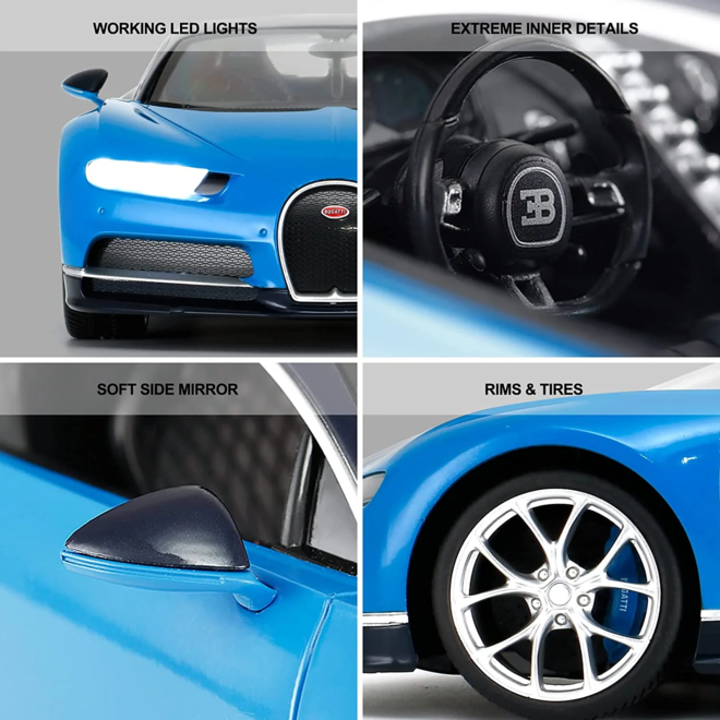 Bugatti Chiron Remote Control Car with Working Lights Rastar 1:14 Licensed Toy