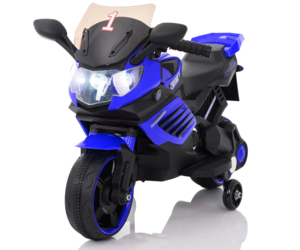 Kids Motorcycle with Training Wheels Realistic Lights and Sound 6V Blue Moda Kids