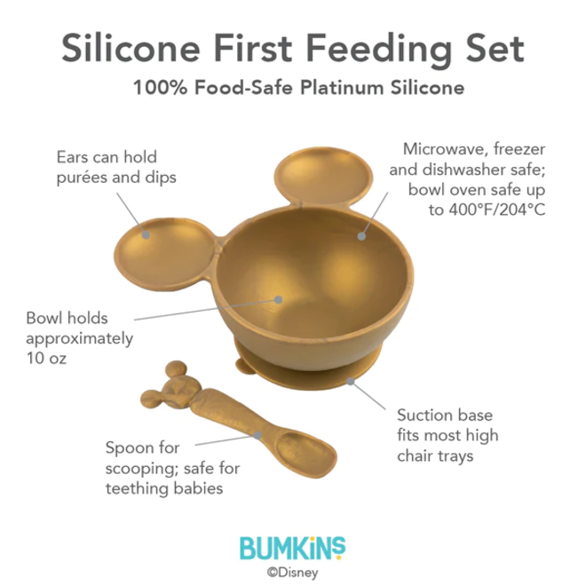 Bumkins Silicone First Feeding Set W/ Lid & Spoon -Minnie M