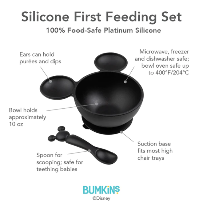 Bumkins Silicone First Feeding Set -Lid &Spoon-Mickey Mouse