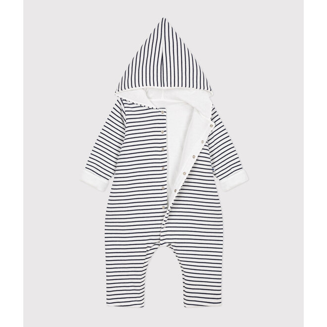 BABIES' QUILTED COTTON HOODED JUMPSUIT