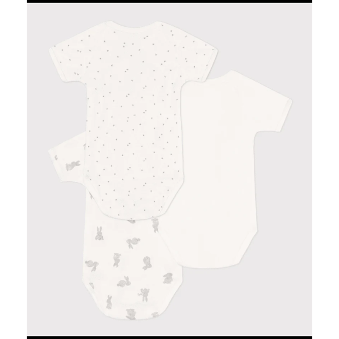BABY SHORT SLEEVE 3PK BODYSUIT WHITE STAR