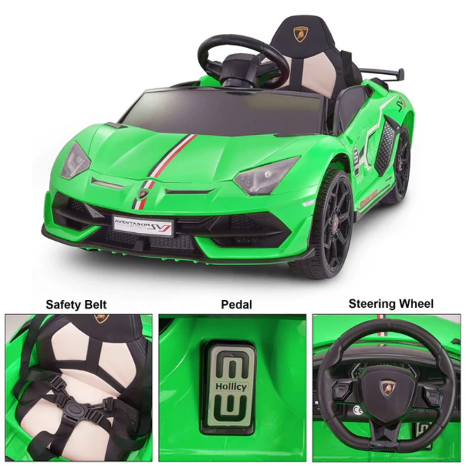 Lamborghini Aventador SVJ with Custom Stickers and Remote Control 12V Green