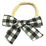 Baby Wisp -Headband Hand Tied Bow White Buffalo Plaid 0M+
