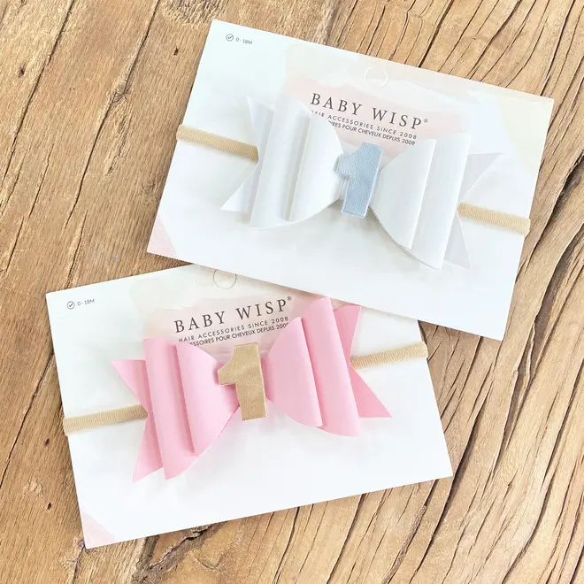 Baby Wisp - First Birthday Headband - Pink Hair Bow