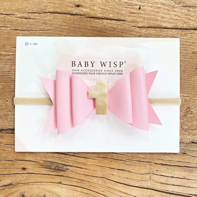 Baby Wisp - First Birthday Headband - Pink Hair Bow