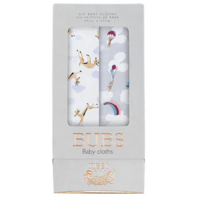 Bubs Baby Washcloth Set (6 Pack) - Sahara Sky