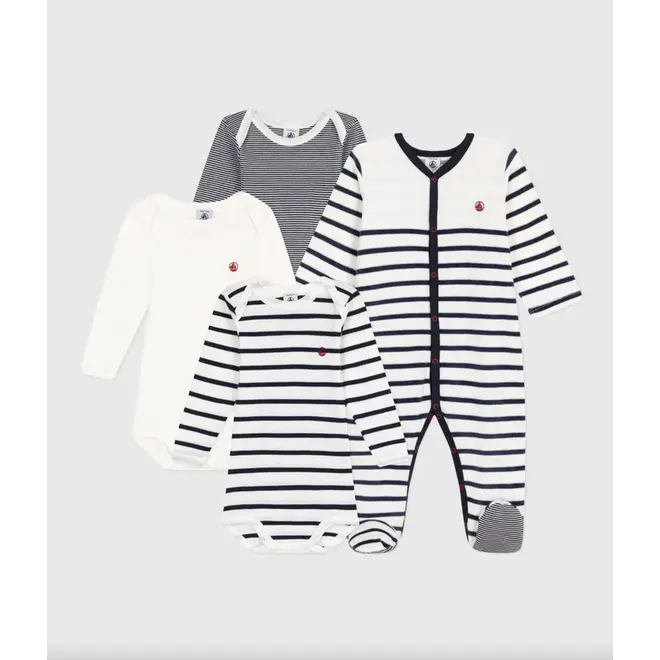 Babies' Pyjamas and 3-Pack of Stripy Bodysuits Gift Pack