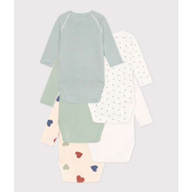 Babies' long-sleeved wrapover c cotton bodysuits - 5-Pack