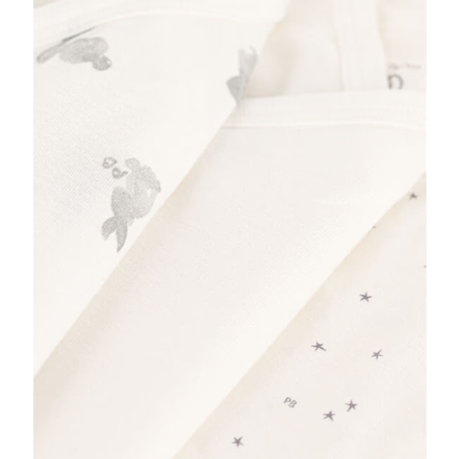 Long-sleeved wrapover rabbit themed cotton bodysuits - Pack of 3